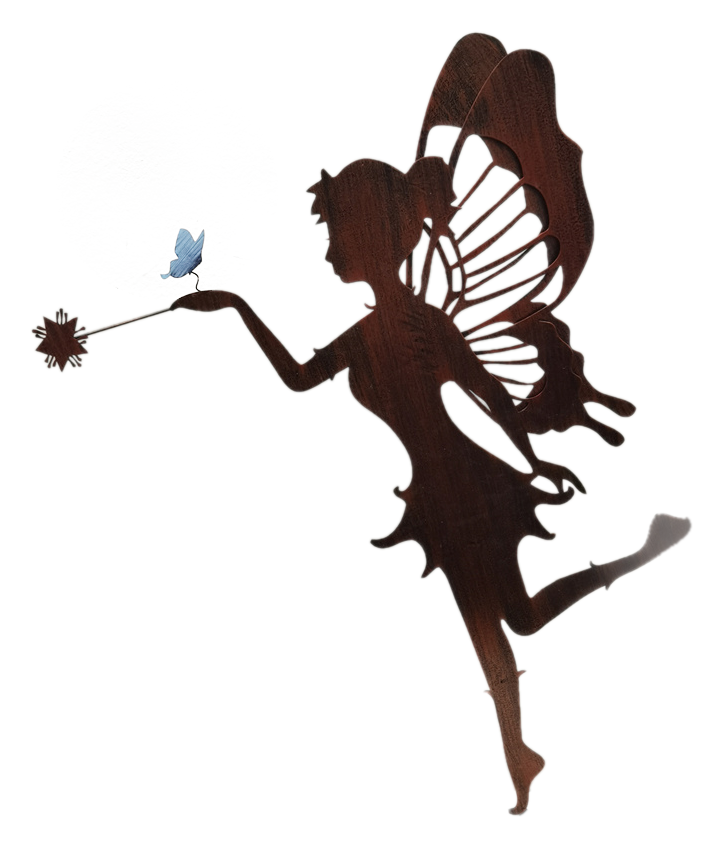 Y23Fairy776 Fairy Garden Stake with Butterfly - Rustic Metal
