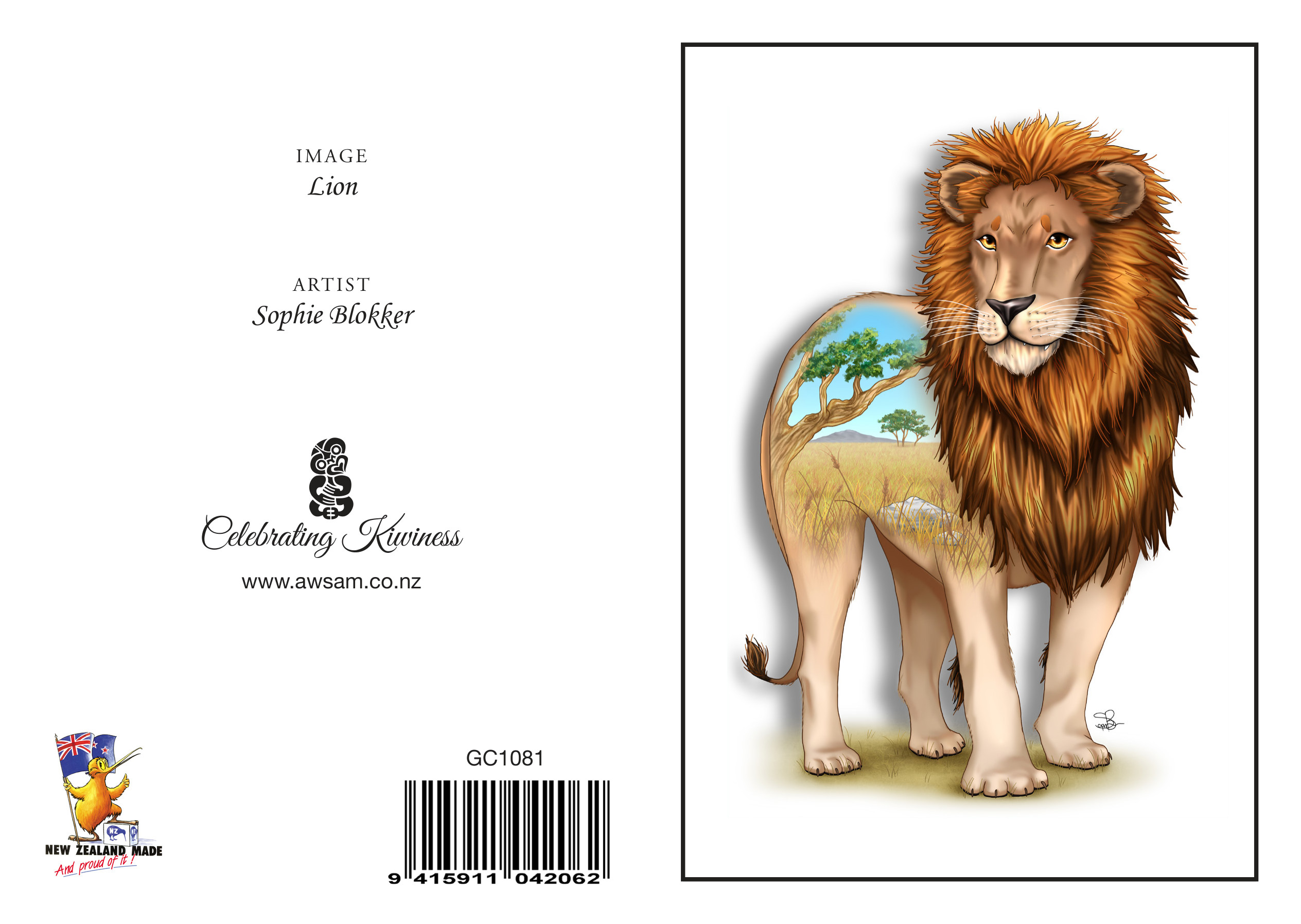 GC1081 LIO - Sophie Blokker Greetings Card - Lion