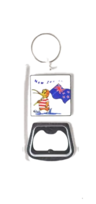 K908 Keyring - Bottle Opener Kiwi Cartoon