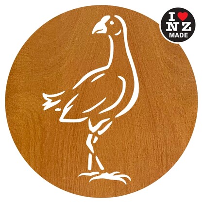 C25SB-PUK Sophie Blokker Set of 4 Laser Cut Rimu Veneer Coasters - Pukeko