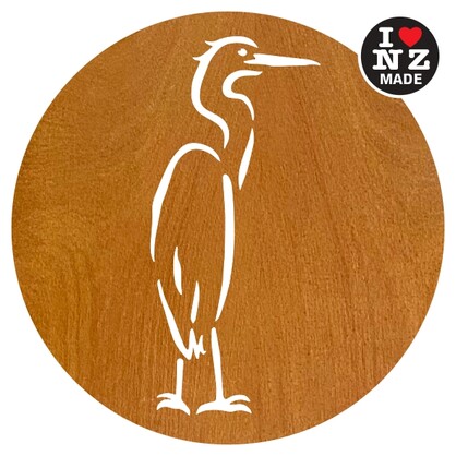 C25SB-HRN Sophie Blokker Set of 4 Laser Cut Rimu Veneer Coasters - White Heron