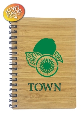 NB018-020 Bamboo Notebook Laser Cut with Kiwifruit and Custom Town