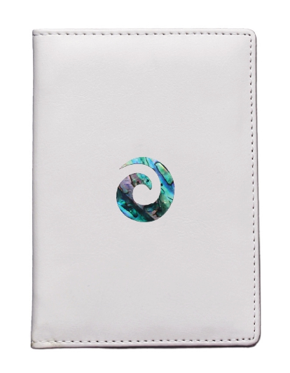 GS1019-B Passport Holder White with Paua Koru