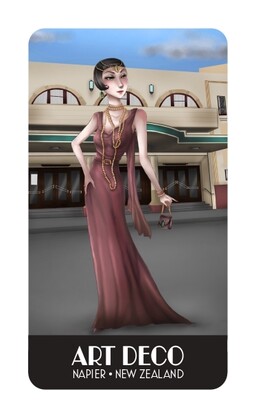M505SB-364 Sophie Blokker Button Magnet 90 x 50mm Art Deco Lady Municipal Theatre