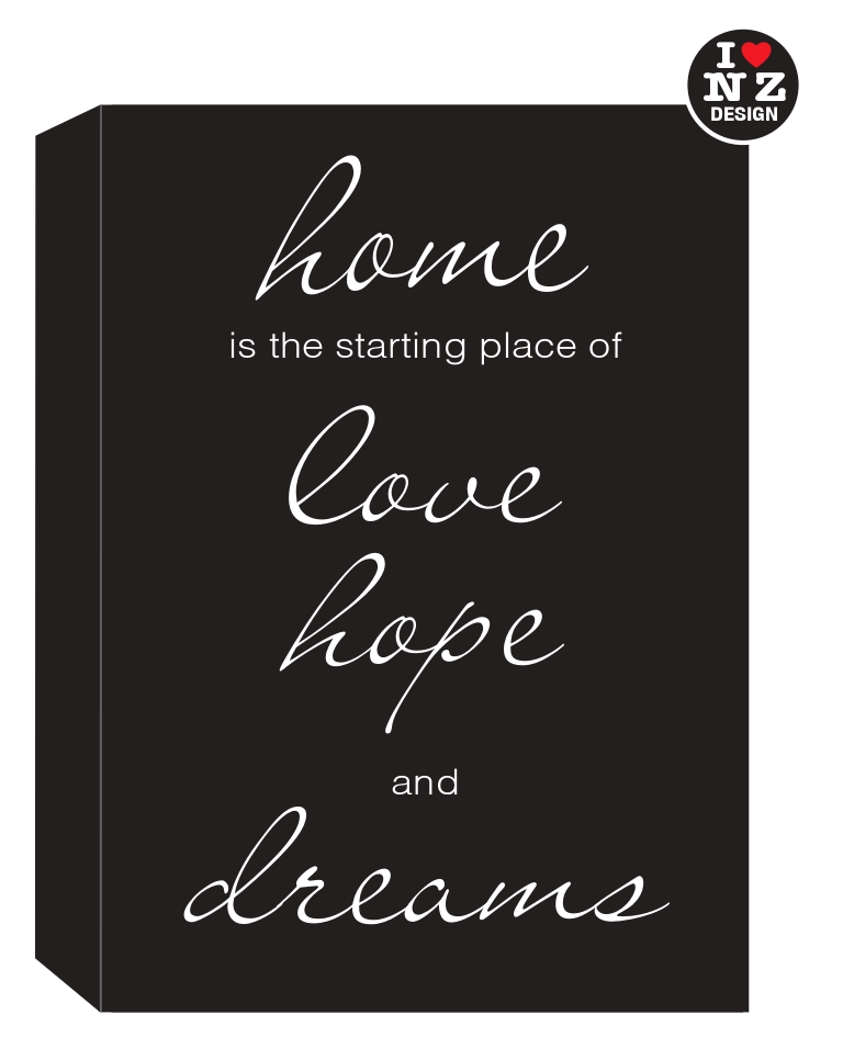 0706-064 Word Block Black - Home is the starting place