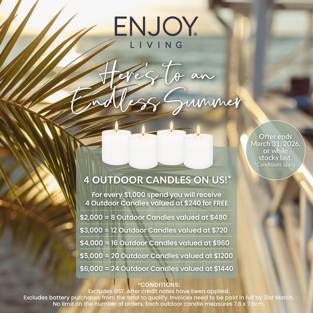 GIFT |  4 Small Outdoor Pillars |  ENDLESS SUMMER