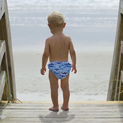 Snap Reusable Absorbent Swimsuit Diaper-Blue Undersea