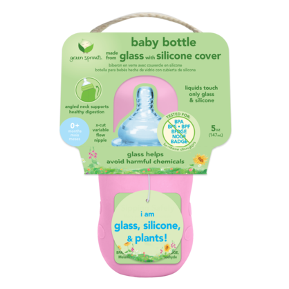 Baby Bottle made from Glass w Silicone Cover-5oz-0mo+