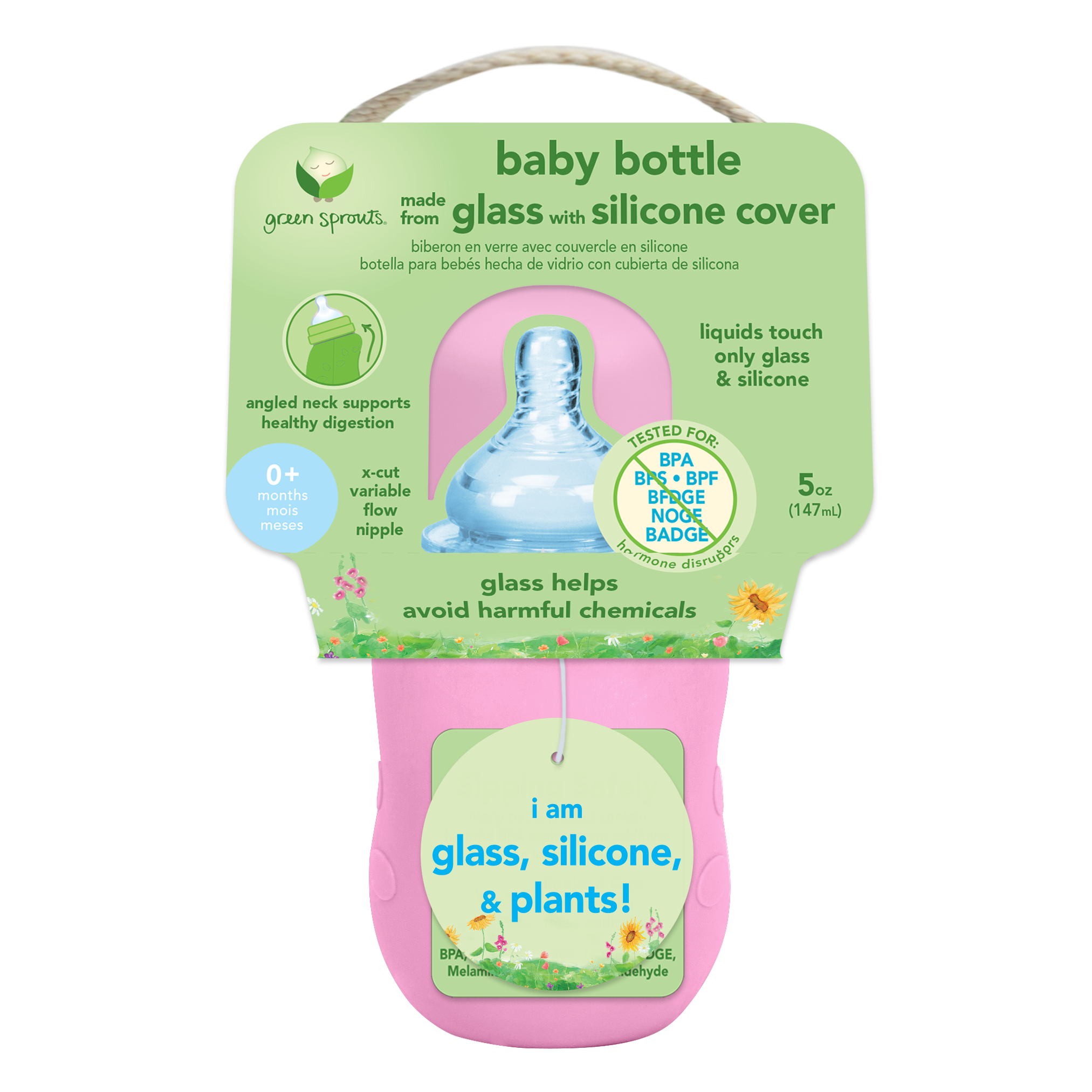 Baby Bottle made from Glass w Silicone Cover-5oz-0mo+