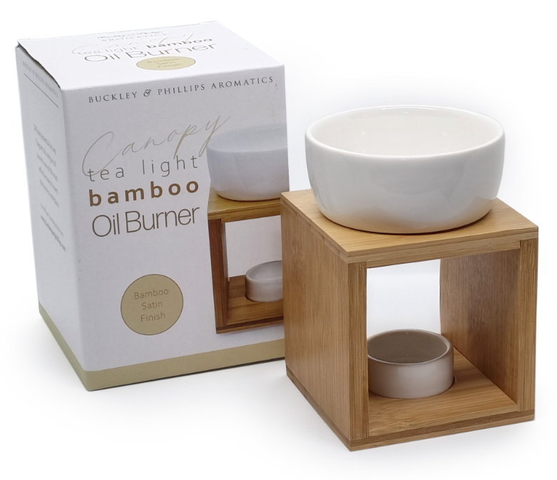 Bamboo and Ceramic Square Oil Burner