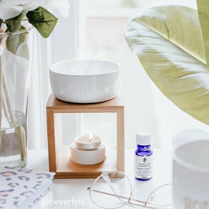 Bamboo and Ceramic Square Oil Burner