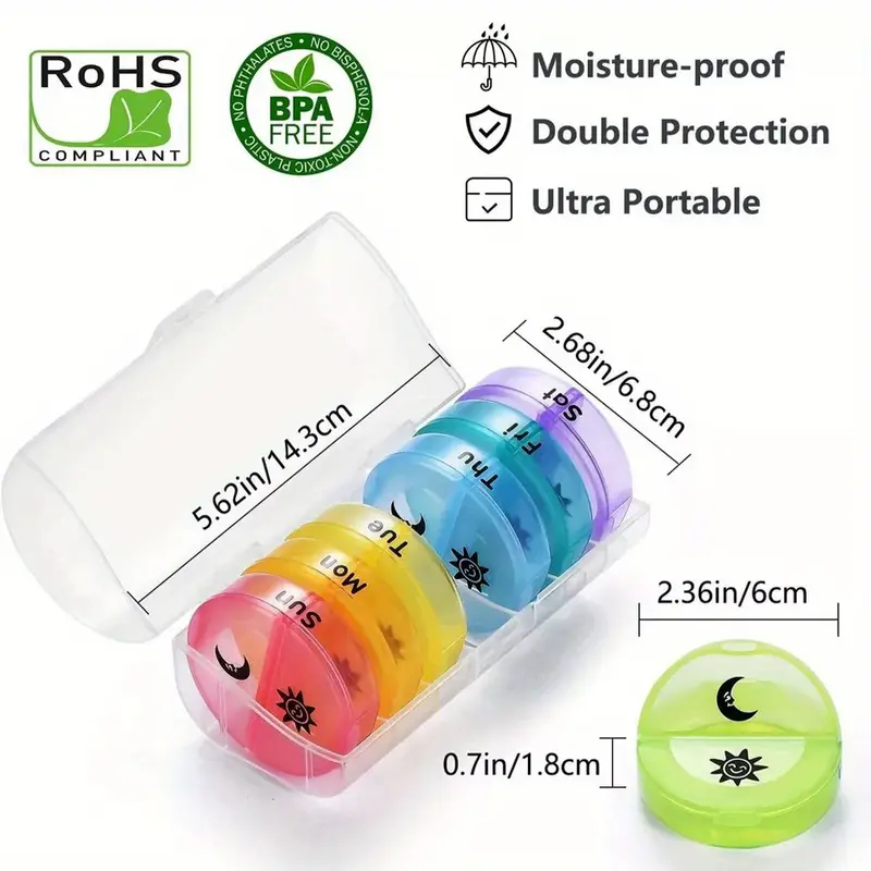 Round Pill Case 7 Day AM-PM