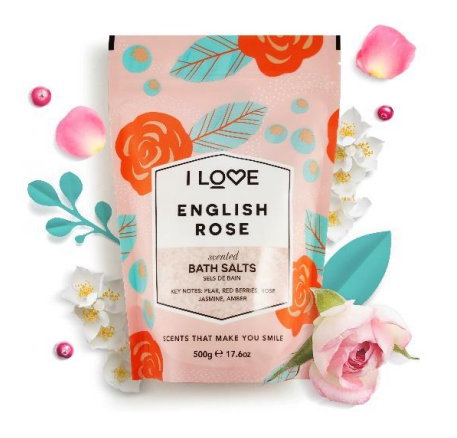 I Love English Rose Bath Salts 500g
