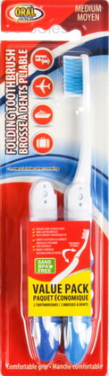 Oral Fusion Foldable T/Brush Med 2pk