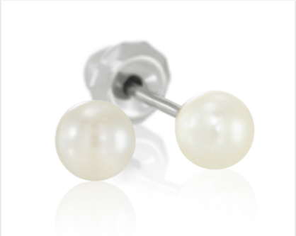 INV POST PIERCING STS 4MM CREAM PEARL