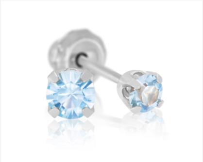 INV POST PIERCING STS 3MM AQUA CRYSTAL