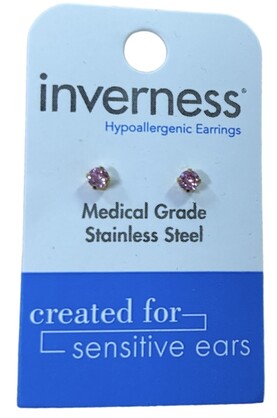INV POST PIERCING STS 24K GP 3MM CZ PINK