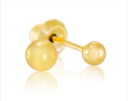 INV POST PIERCING STS 24K GP 3MM BALL