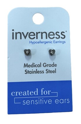 INV POST PIERCING STS HEART W 1.6MM CRYSTAL