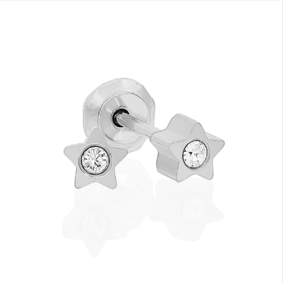INV POST PIERCING STS STAR W 1.6MM CRYSTAL