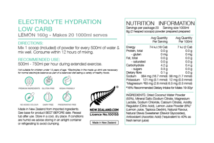 PURE ELECTROLYTE HYDRATION L-CARB TUB 160G - LEMON