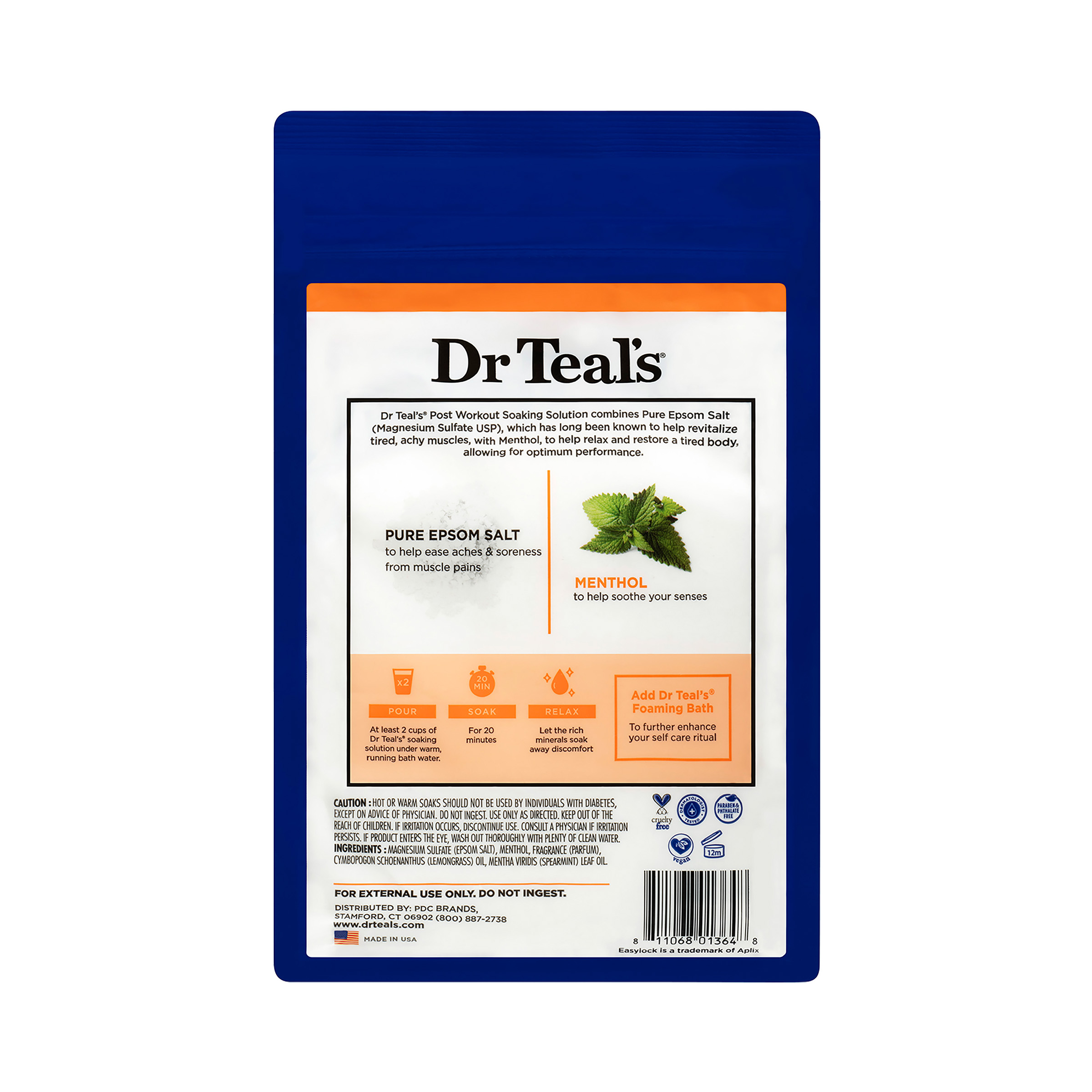 DR TEAL'S EBS PRE & POST WORKOUT (MAG.SULF & MENTHOL) 1.36KG