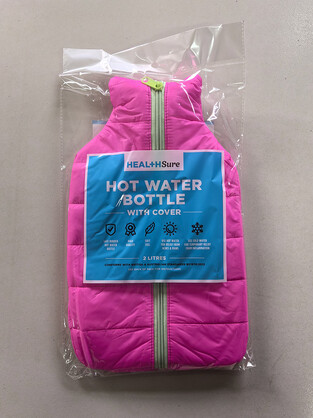 HEALTH + SURE HOT WATER BOTTLE 2L WITH PINK JACKET COVER