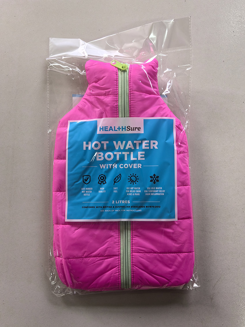 HEALTH + SURE HOT WATER BOTTLE 2L WITH PINK JACKET COVER