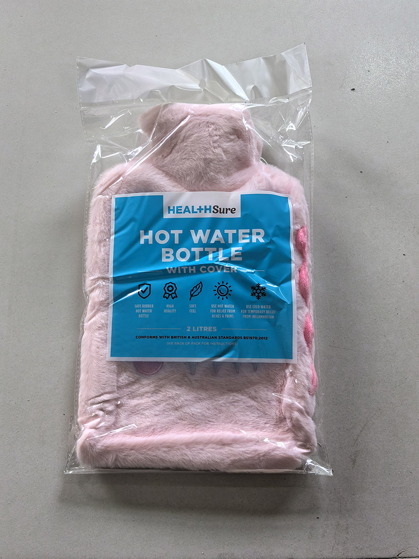 HEALTH + SURE HOT WATER BOTTLE 2L WITH PINK MONSTER COVER