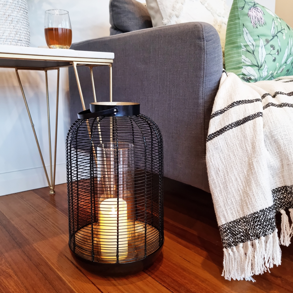 Wholesale Lorne Lantern 25x12.5x42cm Black & Gold J.Elliot Home