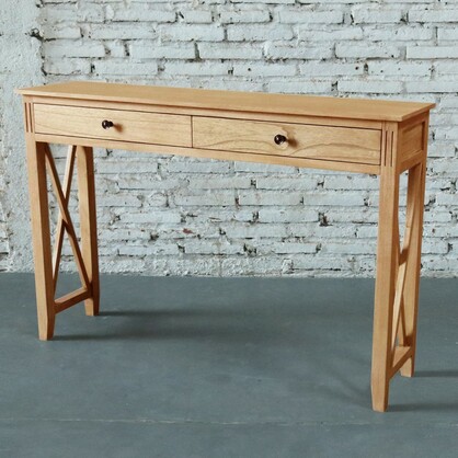 Devon 2 Drawer Console Table 120x30x80cm Oak