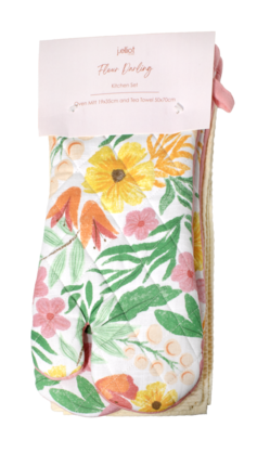 Fleur Darling Kitchen Pack (Oven Mitt x2 & Tea Towel)