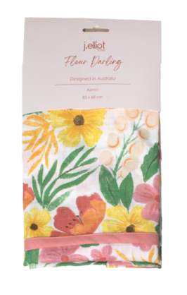 Fleur Darling Apron 83x68x0.05cm Pink & Yellow Floral Multi