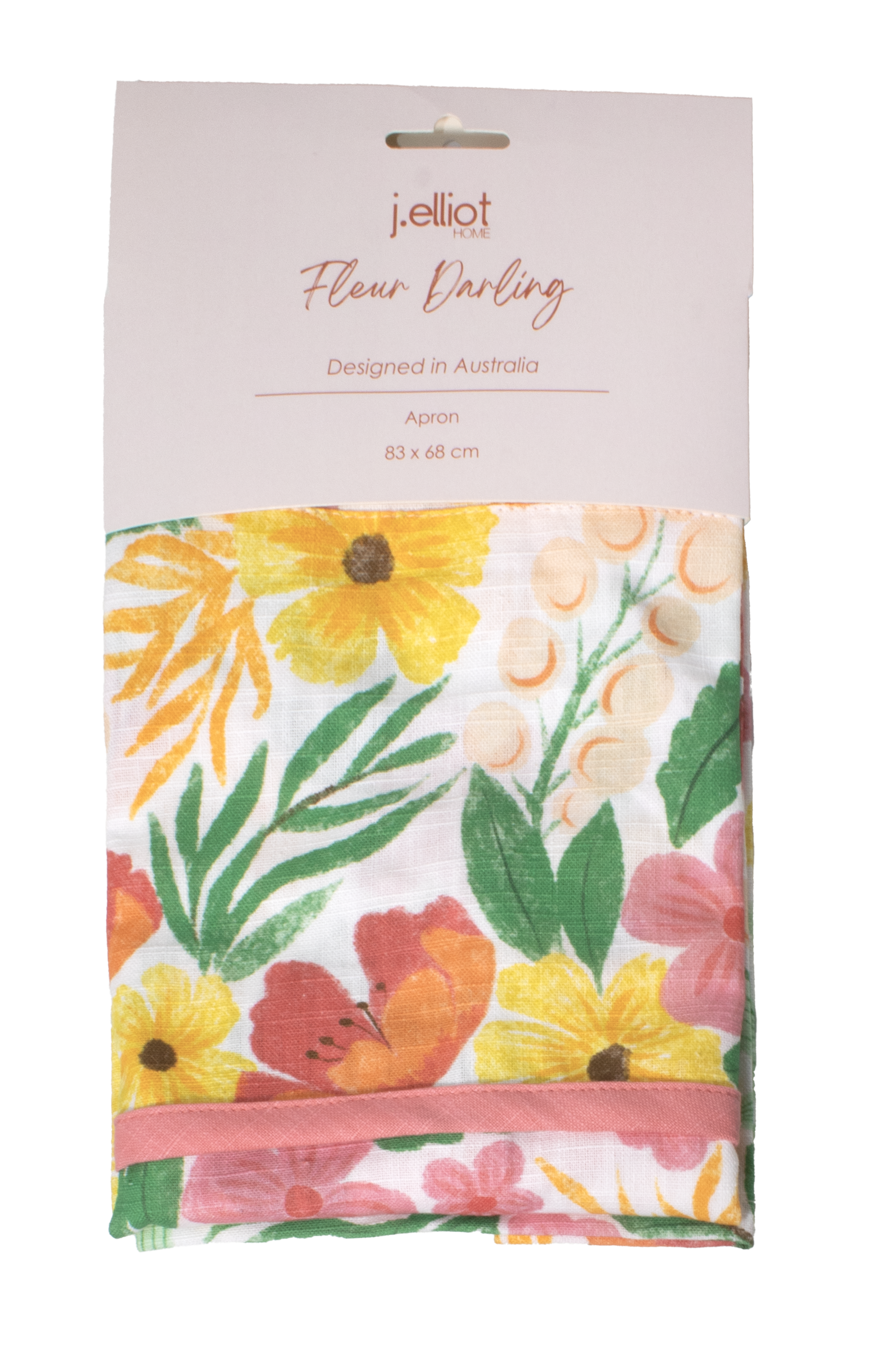 Fleur Darling Apron 83x68x0.05cm Pink & Yellow Floral Multi