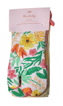 Fleur Darling Kitchen Pack (Oven Mitt x2 & Tea Towel)