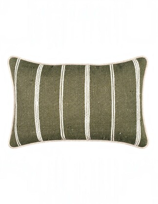 Eren Handwoven Stripe Cushion 35x55cm Olive & Natural
