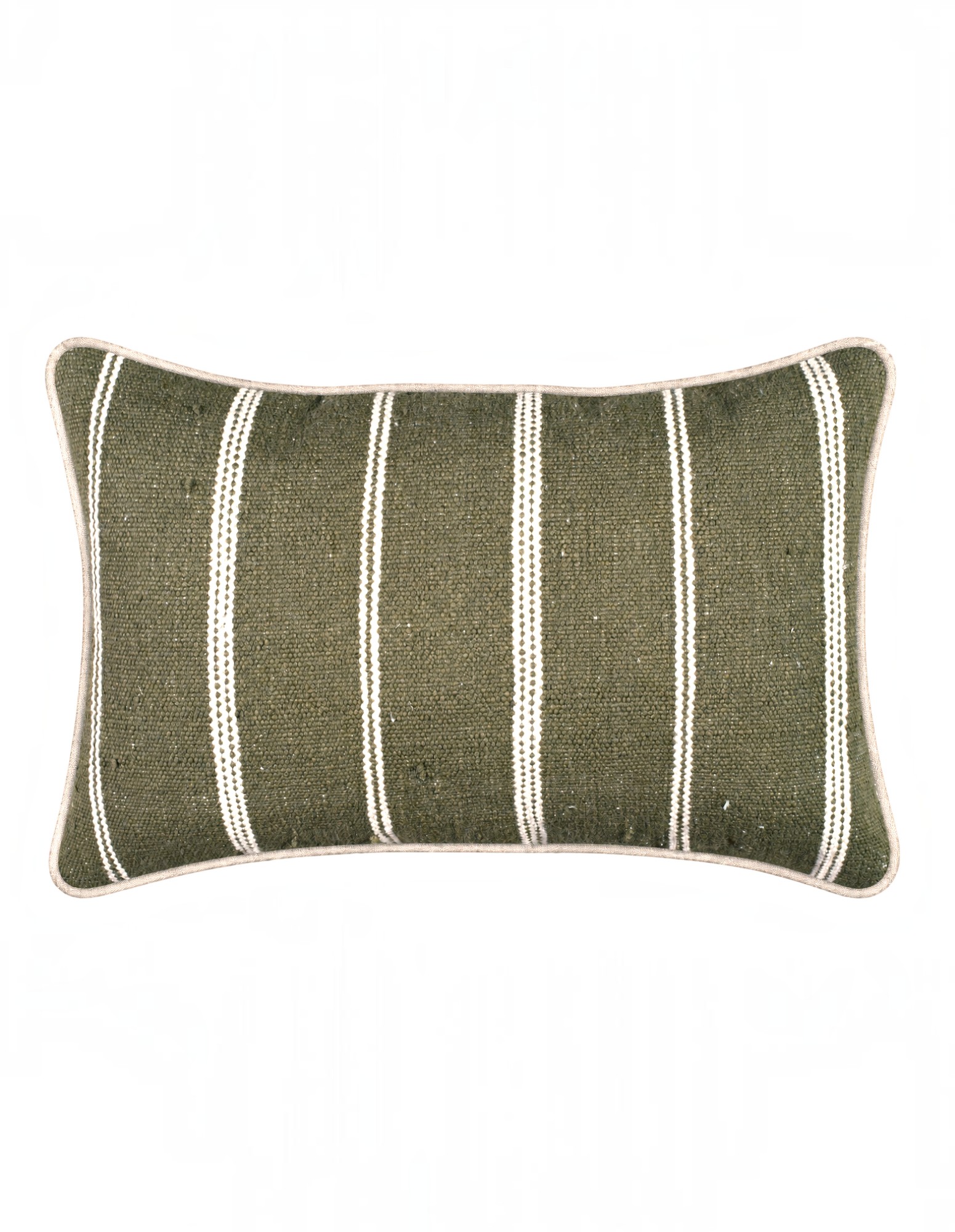 Eren Handwoven Stripe Cushion 35x55cm Olive & Natural