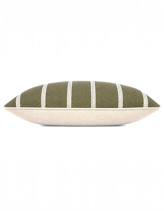 Eren Handwoven Stripe Cushion 35x55cm Olive & Natural