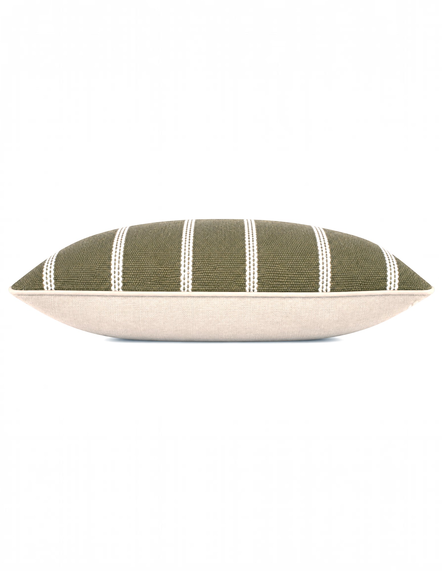 Eren Handwoven Stripe Cushion 35x55cm Olive & Natural