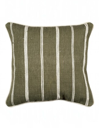 Eren Handwoven Stripe Cushion 50x50cm Olive & Natural