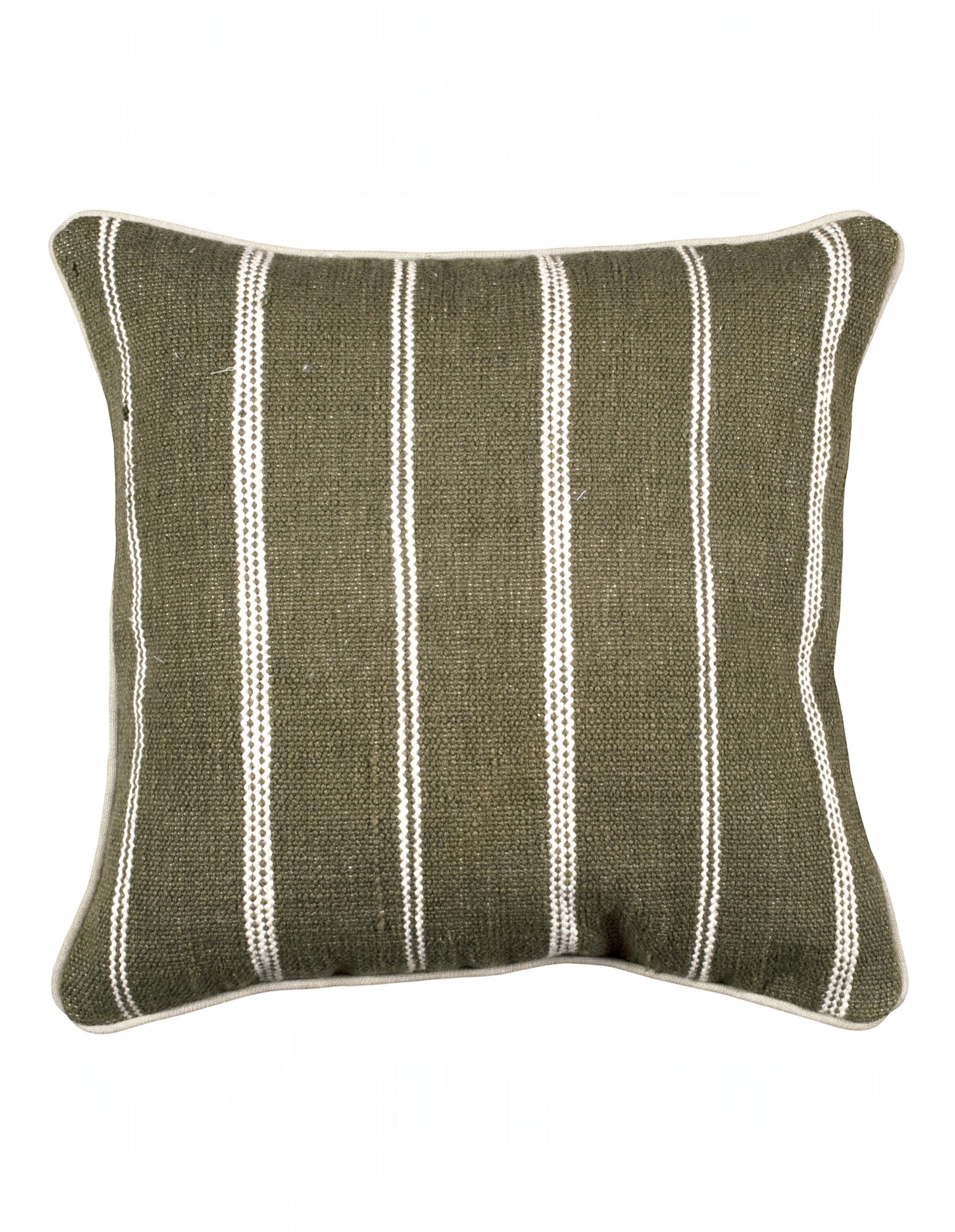 Eren Handwoven Stripe Cushion 50x50cm Olive & Natural