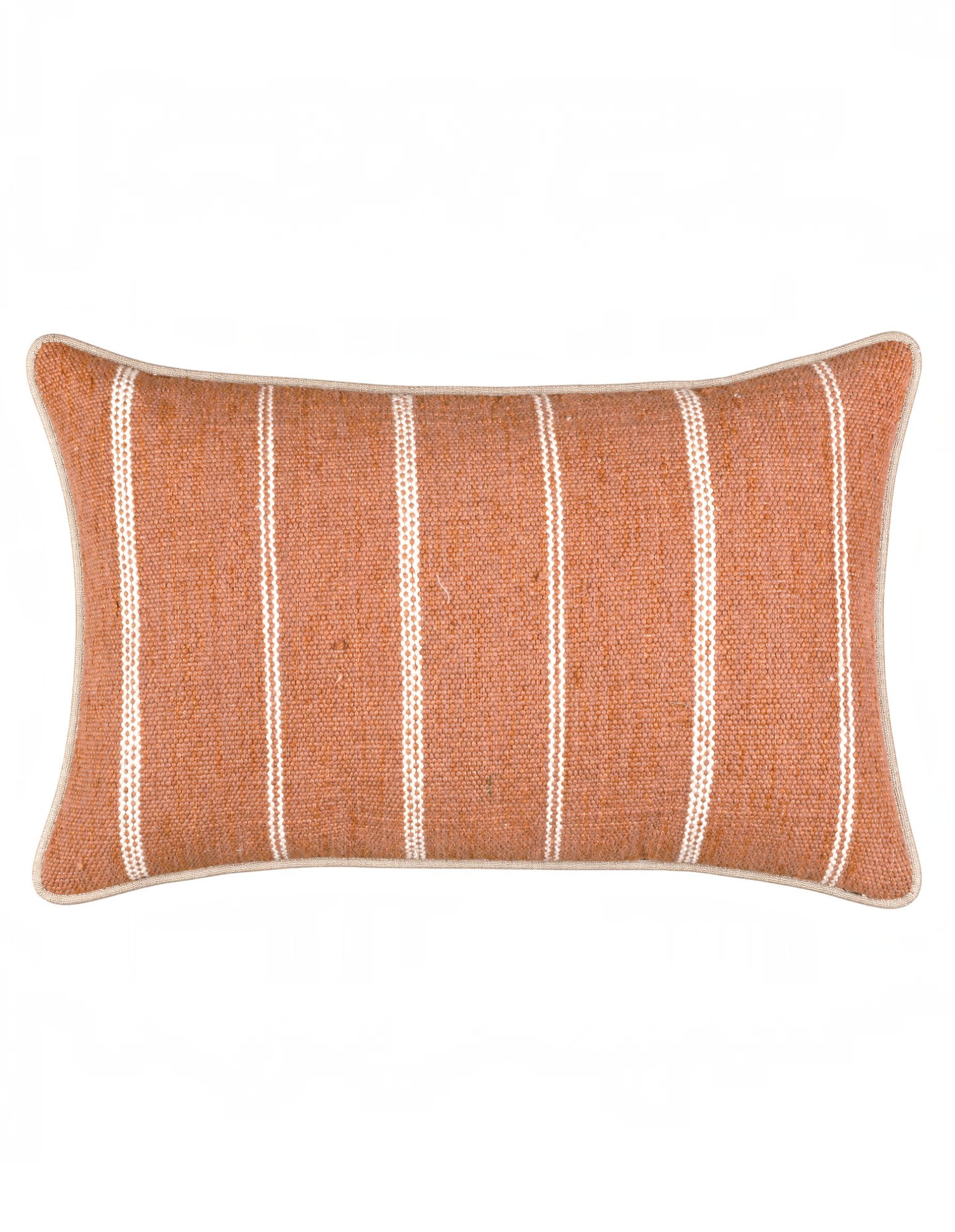 Eren Handwoven Stripe Cushion 35x55cm Rust & Natural