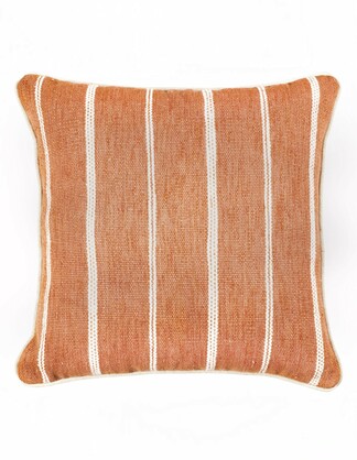 Eren Handwoven Stripe Cushion 50x50cm Rust & Natural