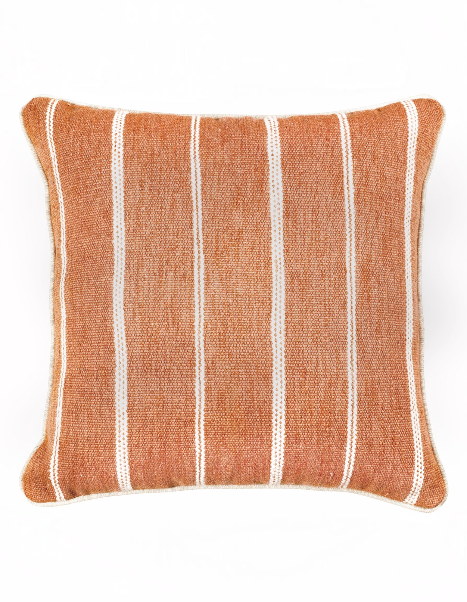 Eren Handwoven Stripe Cushion 50x50cm Rust & Natural