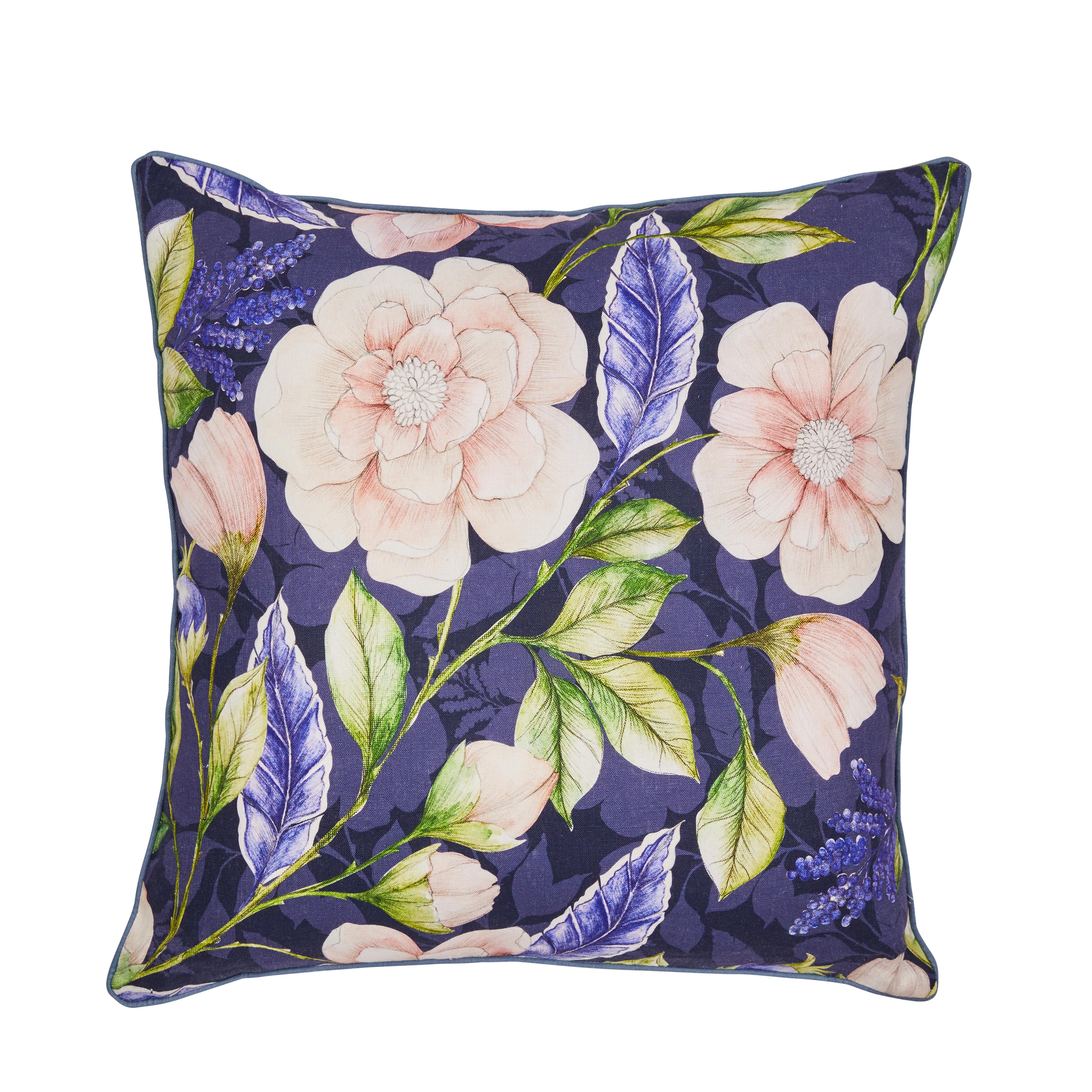 CUSHION-100% LINEN-LANA BLUE-50X50CM