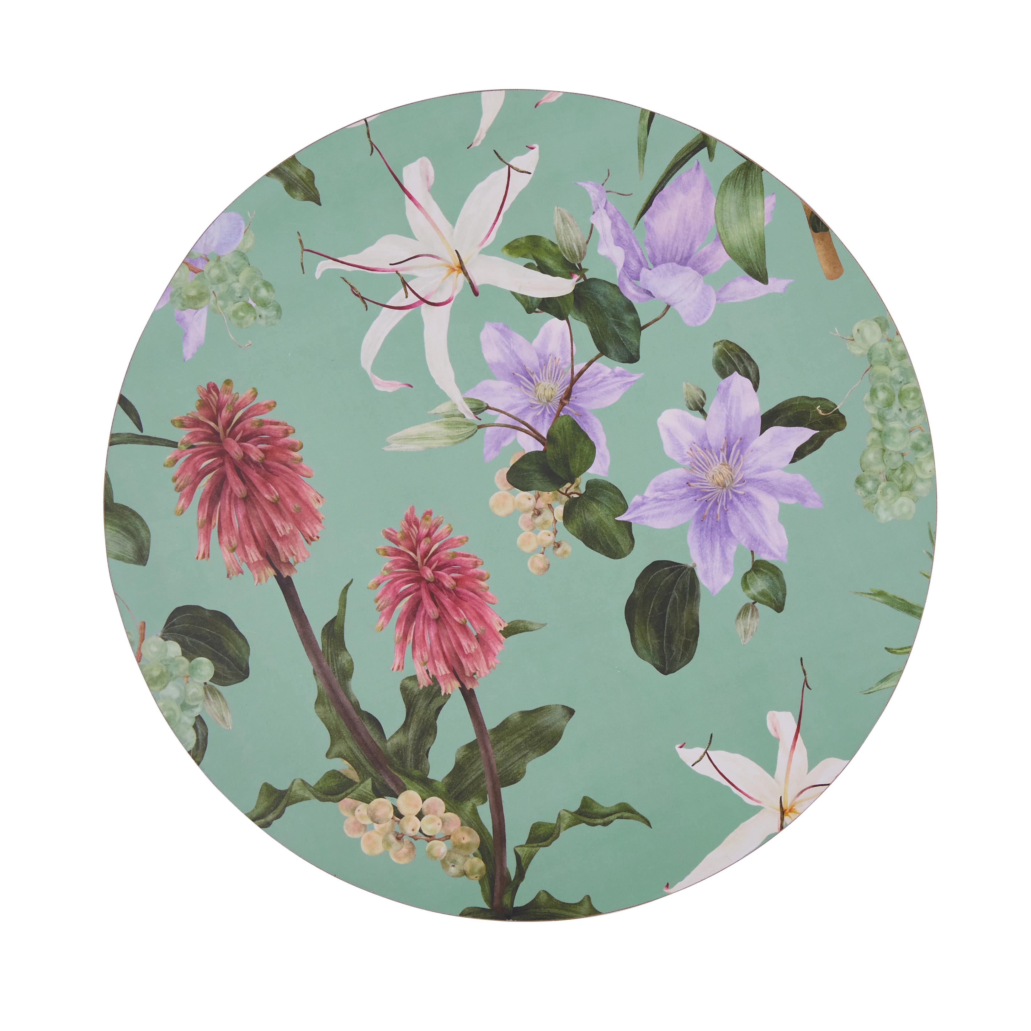 Placemat. 30 cm. MDF with cork backing. Matt finish. Set of 4. ENCHANTED SUMMER-Sage