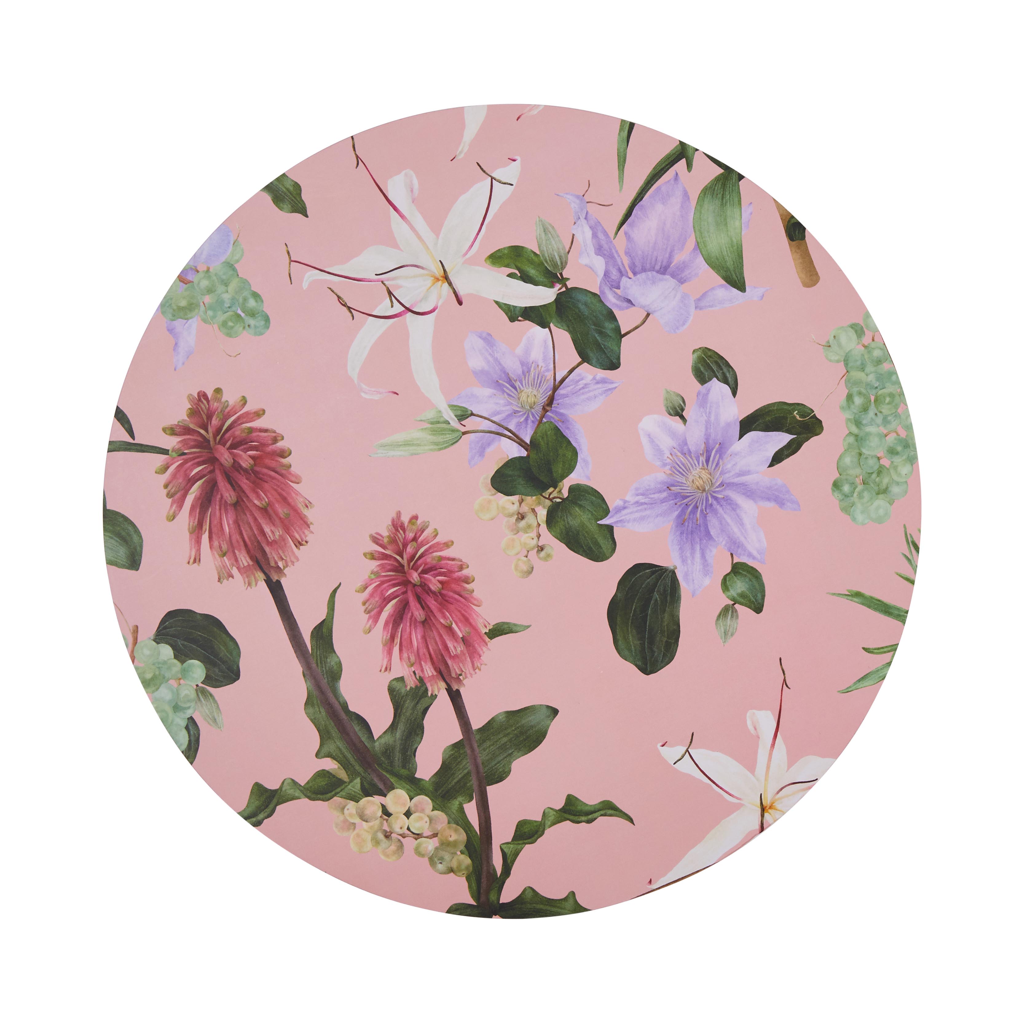 Placemat. 30 cm. MDF with cork backing. Matt finish. set of 4 ENCHANTED SUMMER-PINK