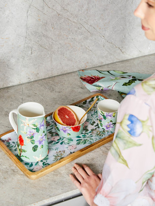 CERAMIC BOWL-SET OF 2-ENCHANTED SUMMER-SAGE