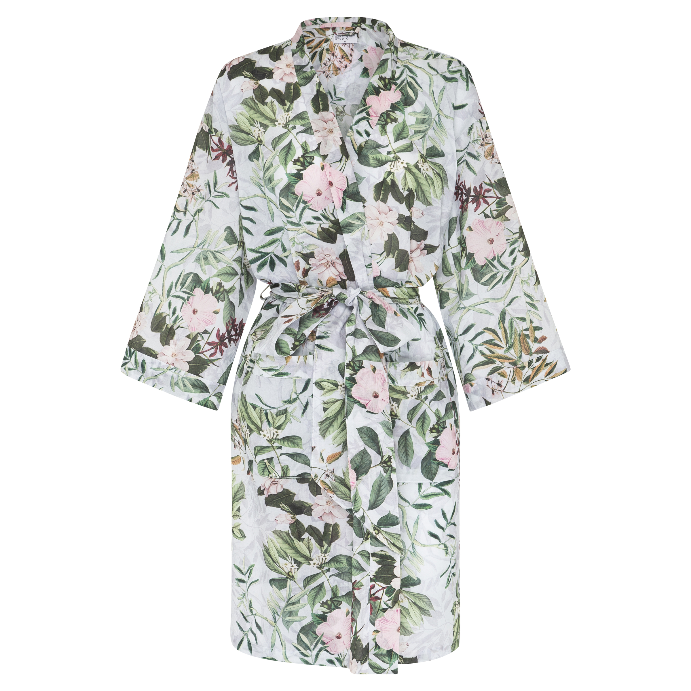 ROBE-ABOVE KNEE LENGTH-TRANQUIL GARDEN-SMALL-100% COTTON SATEEN