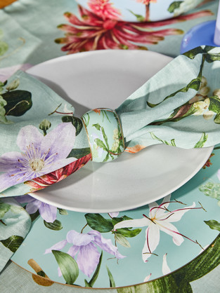 NAPKINS-SET OF 4-100% LINEN-ENCHANTED SUMMER-SAGE-45X45CM